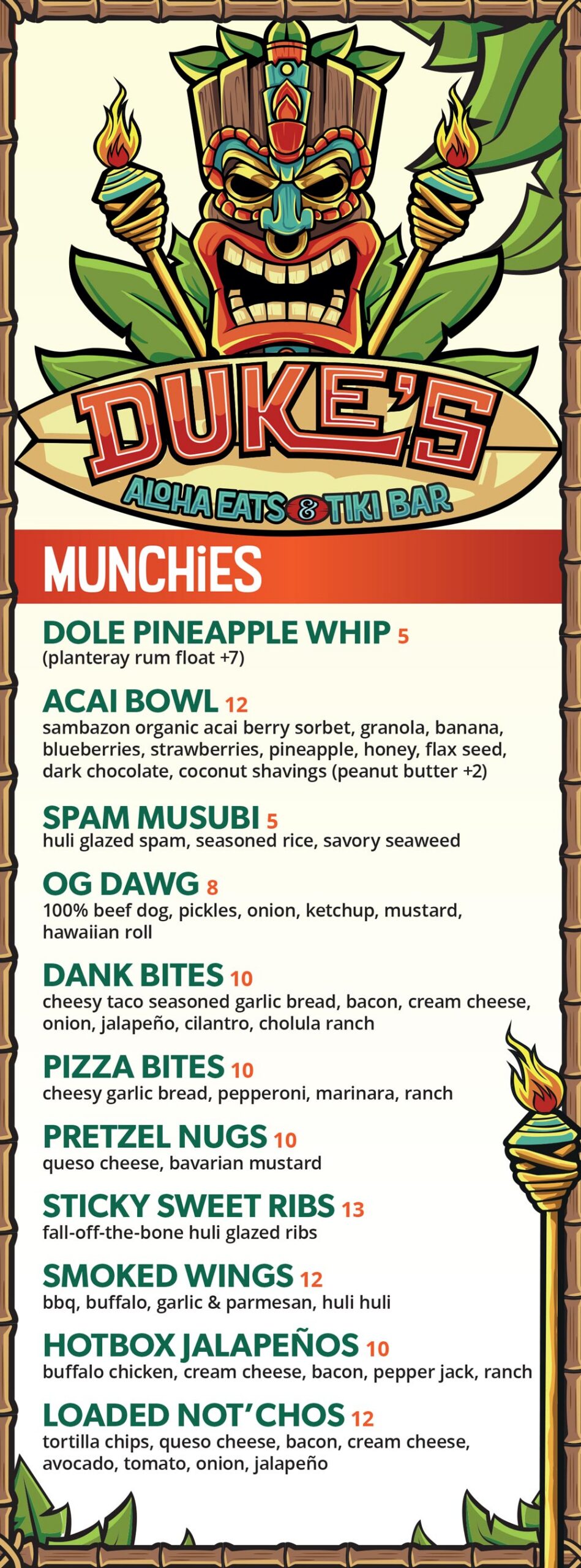 Duke's Aloha Eats menu July 2026
