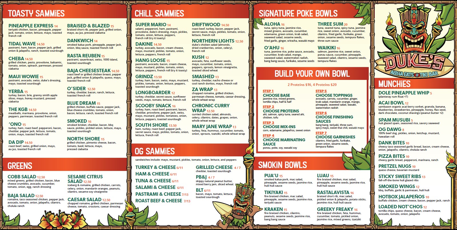 Duke's Aloha Eats menu